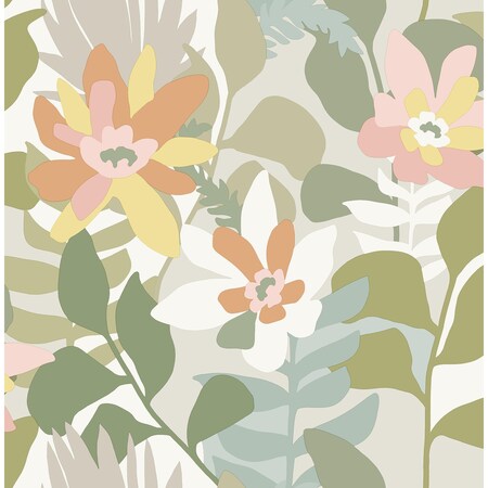 Manhattan Comfort Preston Koko Taupe Floral 33 ft L X 205 in W Wallpaper BR4014-26453